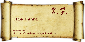 Klie Fanni névjegykártya